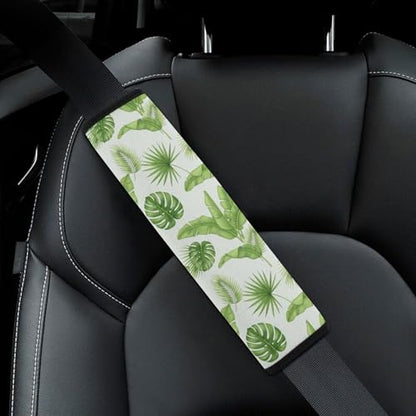 1 Pair Tropical Plants Green Palm Leaves Rainforest Car Seat Straps Shoulder Pads Soft Padded Harness Pads Strap for Adult Use, Stroller Pushchair High Chair, Comfortable Driving - color: Pattern 414