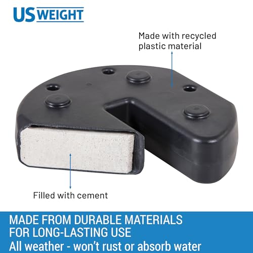 US Weight 40 Pound Canopy Weight Set of 4 and Carry Strap with No-Pinch Design - Easy Installation and Removal to Secure Tents, Canopies, and Umbrellas at Outdoor Events