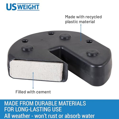 US Weight 40 Pound Canopy Weight Set of 4 and Carry Strap with No-Pinch Design - Easy Installation and Removal to Secure Tents, Canopies, and Umbrellas at Outdoor Events