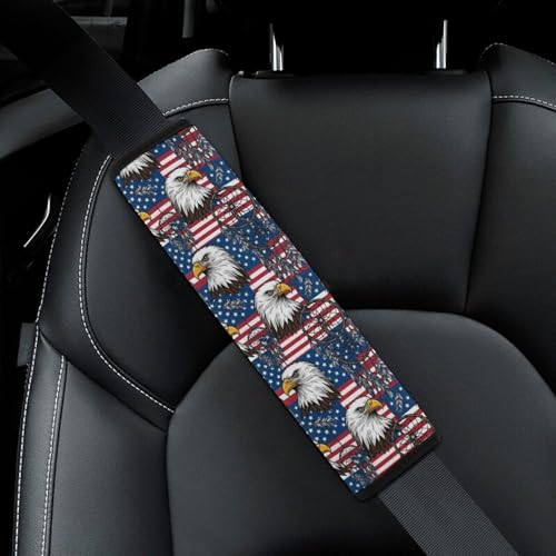 2 Pack American Flag Native Bald Eagle Dream Catcher Car Seat Straps Shoulder Pads Soft Padded Shoulder Harness Cover for Adult Use, Stroller Pushchair High Chair, Pressure Relief - color: Pattern 1