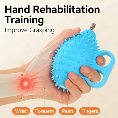 Hand Ball Finger Therapy Adjustable Grip Strengthener for Arthritis, Carpal Tunnel, Sports Recovery For Men Women - color: Blue