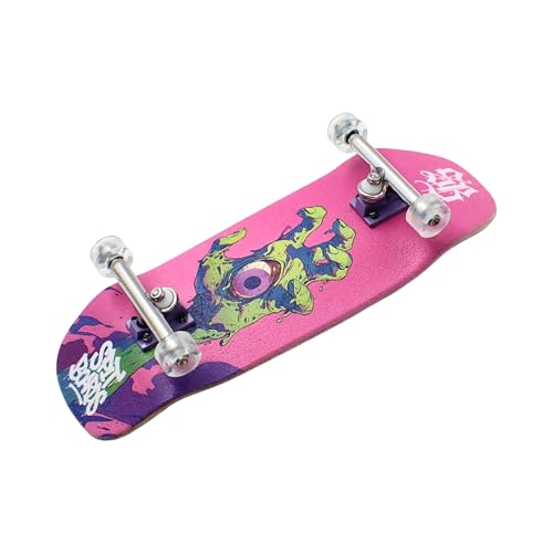 SPITBOARDS® 34mm Fingerboard Oldschool Cruiser Pro Complete Setup, Pre-Assembled 5-Layer Wood, Pro Trucks, Soft Urethane 60D Bearing Wheels, Real-Wear Graphics, Lasered Foam Tape 'Slimey Hand' - color: Slimey Hand