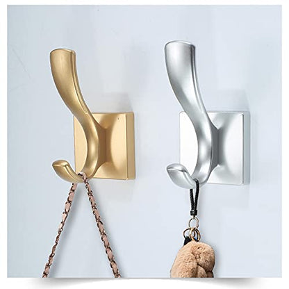 Wall Mounted Coat Rack 5 Pack Coat Hooks Home Simple Wall Hooks Metal Coat Hooks Heavy Duty Wall Hooks for Hanging Coats Scarves Bags Hats Storage Benches (Color : Gold) (Silver)