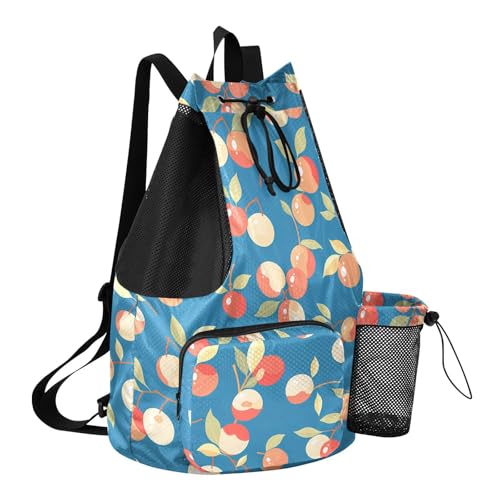 GuoChe Drawstring Backpacks Gym Swim Bag With Inside Pockets Pull String Bag Waterproof Cute Fruits Blue - color: Cute Fruits Blue