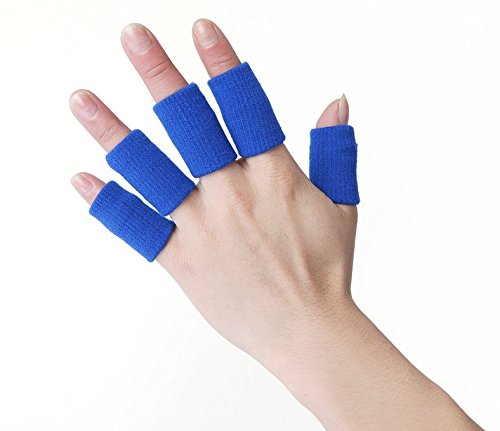 10PCS Stretchy Finger Protector Sleeve, Support Arthritis Sports Aid(Blue) - color: Blue