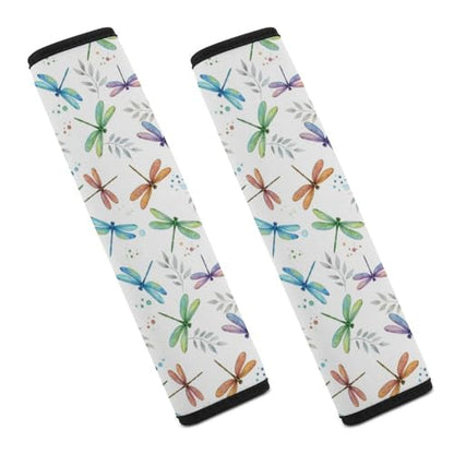 2 Pack Magical Dragonfly Floral White Seat Belt Shoulder Pad Breathable Shoulder Harness Cover for Child, All Vehicles, Neck and Shoulder Support - color: Pattern 419