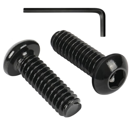 VGBUY 80Pcs 1/4-20 x 3/8" Button Head Socket Cap Bolts Screws,304 Stainless Steel 18-8,Black Zinc Plating,Fully Threaded,with Spanner Allen Hex Drive, for Furniture,Water Pump,Light Fixture(VG10301) - color: Black, size: 1/4-20 x 3/8"