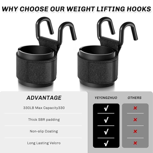 Weight Lifting Hooks, 1 Pair Lifting Hooks for Weight Lifting, 330 LB Heavy Duty Gym Lifting Wrist Strap Hook for Deadlifts, Pull-Ups, Strength Training 0.4inch Grip Weightlifting Hooks for Teen
