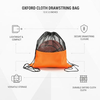 Oxford Cloth Drawstring Bag for Shoes and Essentials, Durable Gym Sack with Secure Closure, 13 x 3.3 Inches - color: Orange