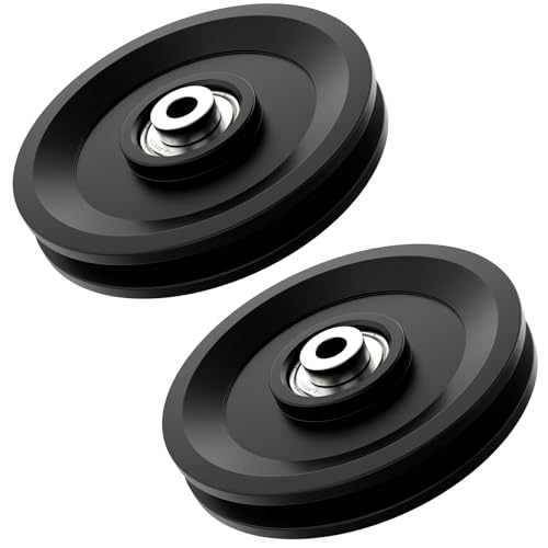 114mm/4.5" Universal Nylon Bearing Pulley System, Gym Workout Cable Pulley Wheel & Weight Attachment Replacementfor Home Gym, Pulldown Smith Machine, Garage Lifting Equipment - color: Black-2pcs