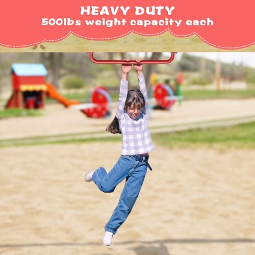 SELEWARE 42" Red Metal Playground Handles Playset Grab Bars Ladder Handle | 500LB 2Pcs Heavy Duty Steel Kids Playground Handles for Indoor/Outdoor Ladder Handrail Swing Set Treehouse Rock Climbing Wall - color: E: 42"-2 Pcs-red