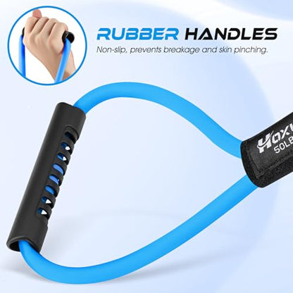 Resistance Bands, Figure 8 Resistance Band, Exercise Bands with Handles, Weights Workout Bands for Arms, Back, Shoulder, Leg, Physical Therapy, Pilates, Home Workout Equipment That Replace Dumbbells - color: Blue