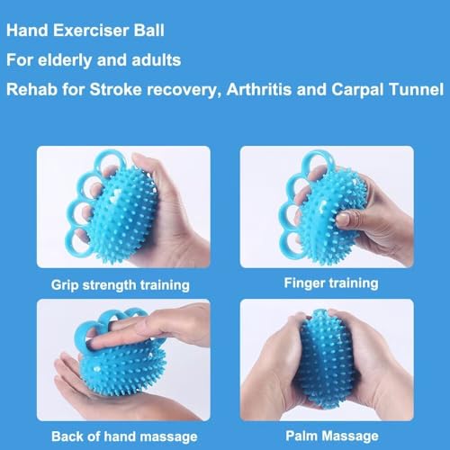 Hand Grip Strengthener Finger Exerciser Ball for Hand Physical Therapy, Stroke, Arthritis, Stress Relief, Muscles Massage, Gifts for Elderly Parents - color: Blue