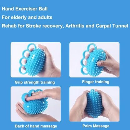 Hand Grip Strengthener Finger Exerciser Ball for Hand Physical Therapy, Stroke, Arthritis, Stress Relief, Muscles Massage, Gifts for Elderly Parents - color: Blue