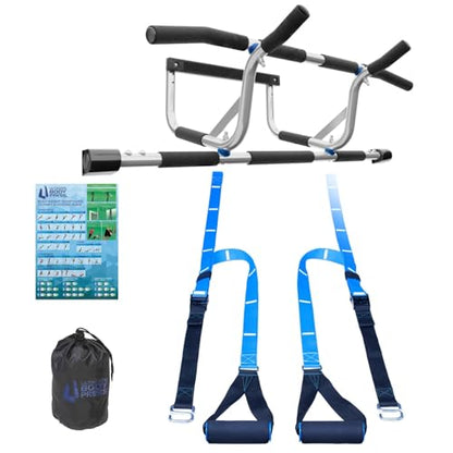 Ultimate Body Press XL Doorway Pull Up bar with Elevated bar & Adjustable Width - color: XXL Doorway Pull Up Bar and Strap System
