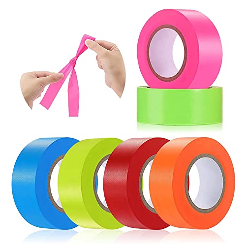 6 Pack Flagging Tape Assorted Colors, Non-Adhesive Marking Tape,1"*600ft | Plastic Ribbon Neon Marking Tape for Tree Marking,Hunting,Boundaries and Hazardous Areas,Trail Marking - color: Multicolored - 6pack