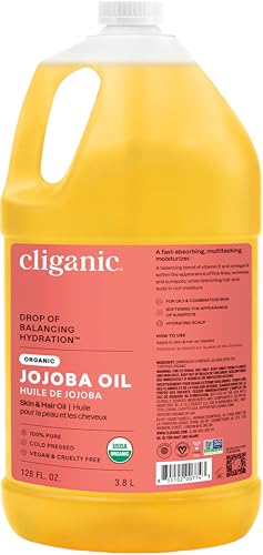 Cliganic Organic Jojoba Oil Bulk, Gallon Size 128oz, 100% Pure - Non-GMO - size: 128 Fl Oz (Pack of 1)