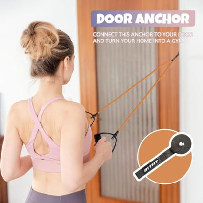 RitFit Single Resistance Exercise Band with Comfortable Handles - Ideal for Physical Therapy, Strength Training, Muscle Toning - Foam Padding Door Anchor and Starter Guide Included - size: 45-50lbs