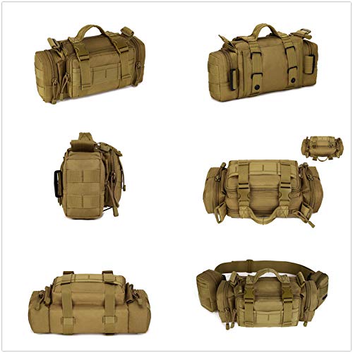 Utility 3P Military Tactical Duffle Waist Bags MOLLE Assault Shoulder Backpack Multifunction EDC Pouches Heavy Duty Fanny Packs (Desert camouflage) - color: Desert Camouflage
