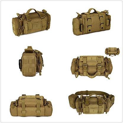 Utility 3P Military Tactical Duffle Waist Bags MOLLE Assault Shoulder Backpack Multifunction EDC Pouches Heavy Duty Fanny Packs (Brown) - color: Brown