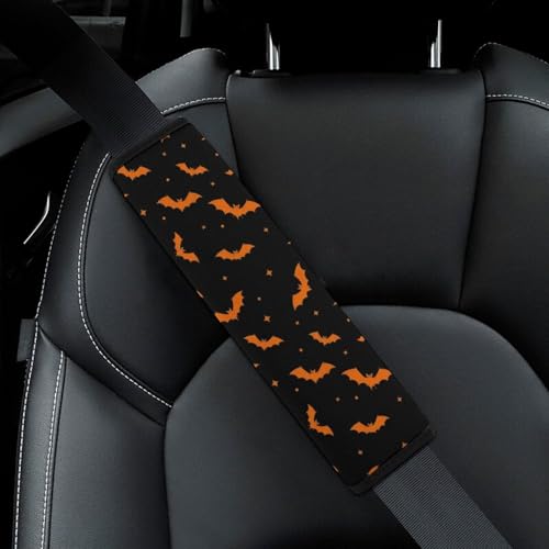 2 Pack Halloween Bat Goth Seat Belt Cover Universal Fit Shoulder Protector for Adults and Children, Most Cars, Comfortable Driving - color: Pattern 1230