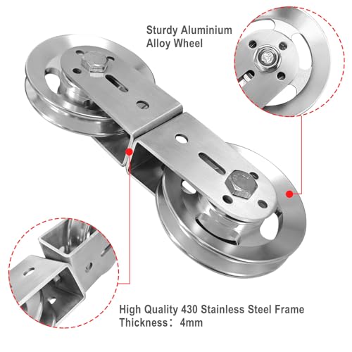 Swivel Dual Pulleys 360° Rotation Roller Double Pulley Wheel for DIY Home Gym Cable Machines Silent Bearing Swivel Groove Wheel Pull Down Attachment Weight Lifting