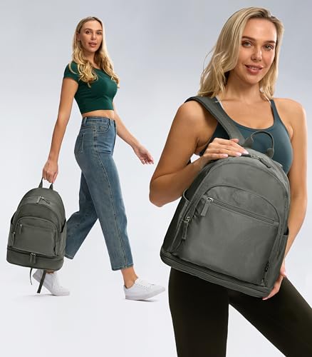 Uselike Gym Backpack for Women Men, Lightweight Gym Bag with Shoe Compartment, Waterproof Workout Backpack with Wet Pocket - color: Dark Grey