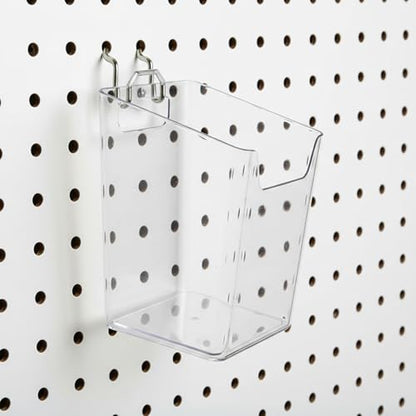 Coloch 6 Pack Clear Pegboard Cups with Hooks, Plastic Peg Board Bins Pegboard Organizer Accessories Wide Mouth Storage Box for Garage, Workbench, Craft Room, Office Organization, 3 Sizes