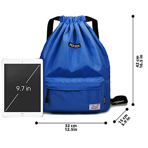 Peicees Waterproof Drawstring Sport Bag Lightweight Sackpack Backpack for Men and Women | Waterproof - color: A_sky Blue