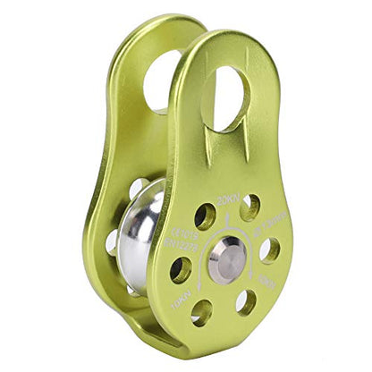 20KN Small Rope Pulley, Rock Climbing Pulley with Ball Bearings for Rock Climbing, Traction, Transportation, and More - color: Green
