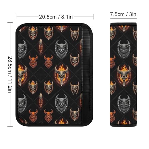 1 Pair Medieval Vikings Samurai Warrior Skull Norse Mythology Viking Seat Belt Shoulder Pad Soft Padded Seat Belt Cushion for Adult Use, Stroller Pushchair High Chair, Pressure Relief - color: Pattern 828