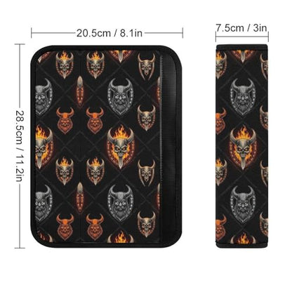 1 Pair Medieval Vikings Samurai Warrior Skull Norse Mythology Viking Seat Belt Shoulder Pad Soft Padded Seat Belt Cushion for Adult Use, Stroller Pushchair High Chair, Pressure Relief - color: Pattern 828