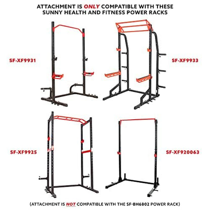 Sunny Health & Fitness Power Cage Squat Rack Attachments for Home Gym | Strength Training, Expanded Workout Variety, Durable Construction, Secure Fit, Quick Installation, Versatile Exercise Support - style: Bar Holder