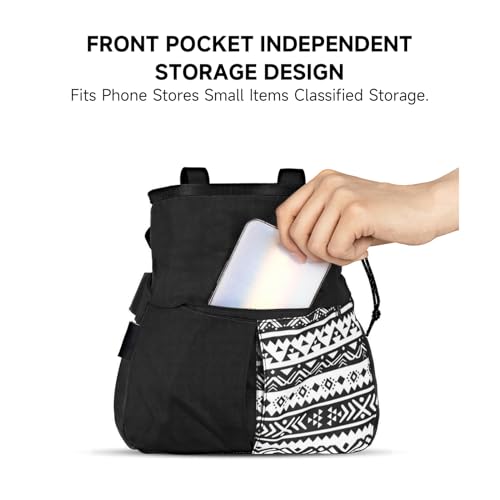 Mountaineering Chalk Bag with Large Capacity, Independent Front Compartment, Multifunctional Sports Bag for Climbers, Trapezoidal Bottom, Orange - size: Large Black