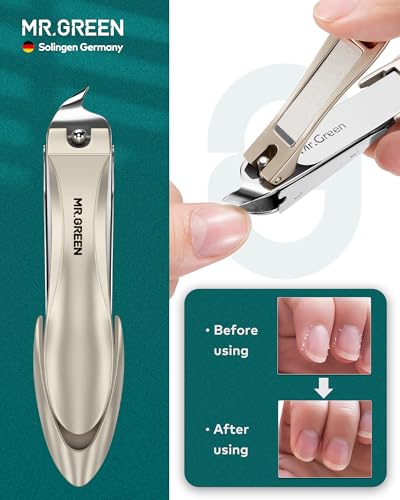 MR.GREEN Upgraded Manicure Set, German Stainless Anti Splash Nail Clippers Set with Cather, Quality Fingernail& Toenail Clipper, Professional Nail Care Kit with Exquisite Leather Case for Men & Women - color: Orange