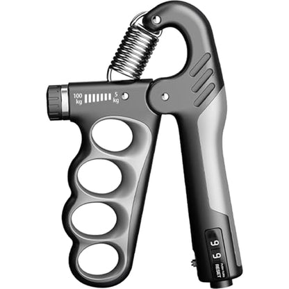 Grip Strength Trainer Forearm Strengthener 11-220 lbs Adjustable Resistance | Automatic Counting, Ergonomic Design, Ideal Device for Grip Strengthening, Arthritis Relief, Hand Physical Therapy & Rehab - color: Gray