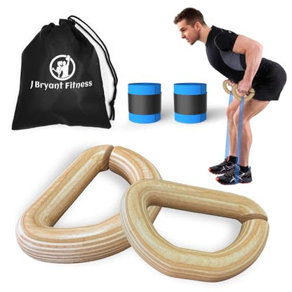 J Bryant Wooden Resistance Band Handles for Deadlifts and Strength Training – Ergonomic Grip for Loop Bands – Durable Handles for Home Gym Workouts