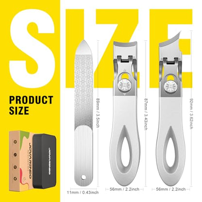 Toenail Clippers for Thick Toenails, Wide Jaw Opening Nail Clippers for Men, Heavy Duty Ingrown Toenail Clippers Nail Cutters, Eagle Beak Slanted Nail Clippers，3-Piece Set with Case - size: 2PCS Slanted & Curved