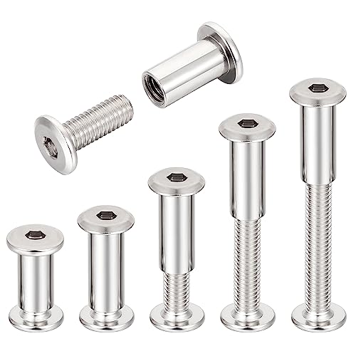 100 Sets Silver M6x15mm Furniture Bolts Metric Hex Screw Bit Set Metal Deck Screws for Furniture Screw Socket Cover Wood Socket Cap Bolt Kit - size: M6x15mm