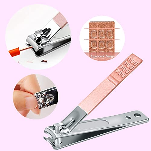 Manicure Set, Professional Women Nail Clippers Kit 4PCS, Stainless Steel Nail Cutter Care Tools Professional Grooming Kits, PU Leather Travel Case （rose gold） - color: rose gold