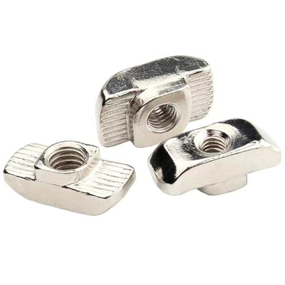 100 Pcs 2020 Series M5 T Nuts, T Slot Nut Hammer Head Fastener Nut, Nickel Plated Carbon Steel Nut for European Aluminum Profile,Drop in T Slot Nuts Assortment Kit(20-M5) - size: 20-M5（100 Pcs）