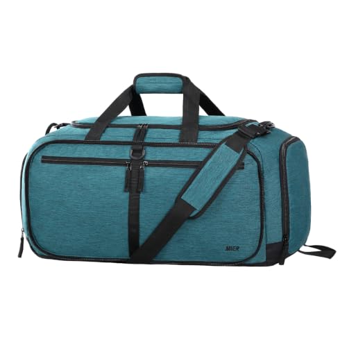 MIER Foldable Duffle Bag with Shoe Compartment 80L Travel Duffel Bags for Men Women Packable Overnight Bag for Camping Gym Weekender, Teal - color: Teal, size: 80L