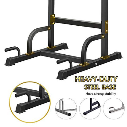 BangTong&Li Power Tower, Pull Up Bar Dip Station/Stand for Home Gym Strength Training Workout Equipment - color: Black