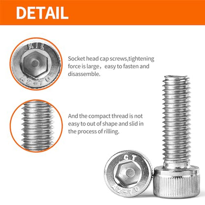 M3 x 6mm 8mm 10mm 12mm 16mm Hex Socket Head Cap Screws Bolts, 304 Stainless Steel, Metric Machine Fully Threaded, Bright Finish, Allen Hex Drive, Assortment Kit 250PCS - size: M3 x 6/8/10/12/16mm (250PCS)