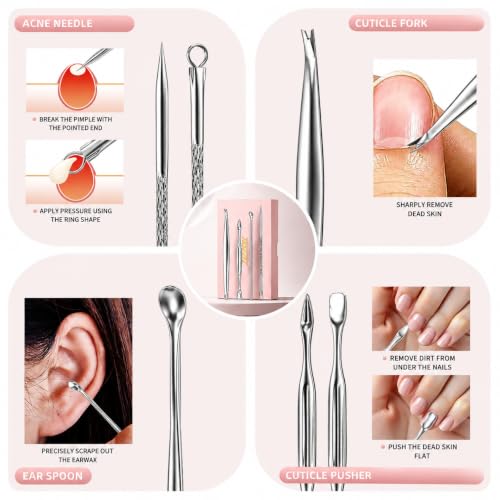 Nail Clippers Kit Manicure Pedicure Set with Holographic Case(Pink) | 12-Piece Set with Thicker Steel, Precision-ground Cutting Edges, and Smooth-finished Tools for Clean, Precise Trimming. - color: Pink