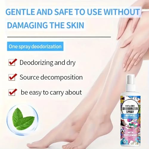 Shoe Smell Remover 100ml Shoe Smell Eliminator Spray | Footwear Odor Removal Mist for Travel Hiking Home Tennis Leather Fabric Canvas Sneaker