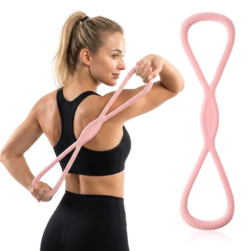 Figure 8 Resistance Bands with Handles 15lbs Elastic Fitness Exercise Band Yoga Elastic Stretch Bands Portable Shoulder Stretch Training Ropes for Women Men Working Out Arm Back Home Gym Yoga Physical