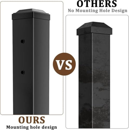 Deck Post,2.8 in. x 2.8 in. x 39 in Opposite Double Side Hole Universal Middle Railing Post with Screws Ending Support Post for Deck Porch Balcony Stair Railing System - size: 39 In Opposite Post