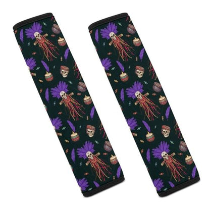 2 Pack Soft Padded Seat Belt Cover for Girls and Boys, All Vehicles, Gothic Creepy Dolls Horror Witches Voodoo Doll Harness Pads Strap, Anti-Slip Pad - color: Pattern 149