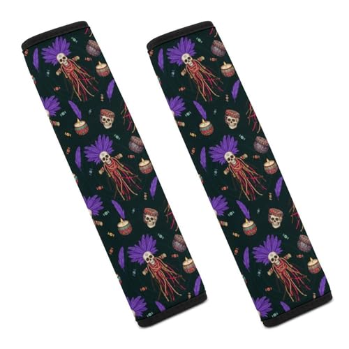 2 Pack Soft Padded Seat Belt Cover for Girls and Boys, All Vehicles, Gothic Creepy Dolls Horror Witches Voodoo Doll Harness Pads Strap, Anti-Slip Pad - color: Pattern 149